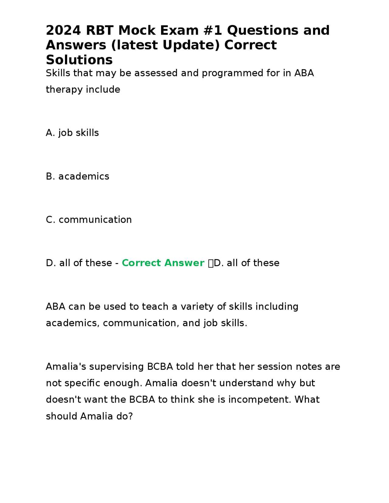 rbt mock exam answers