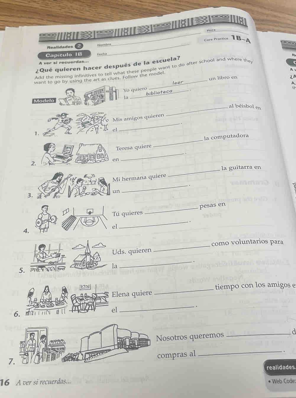 realidades 2 capitulo 1b practice workbook answers