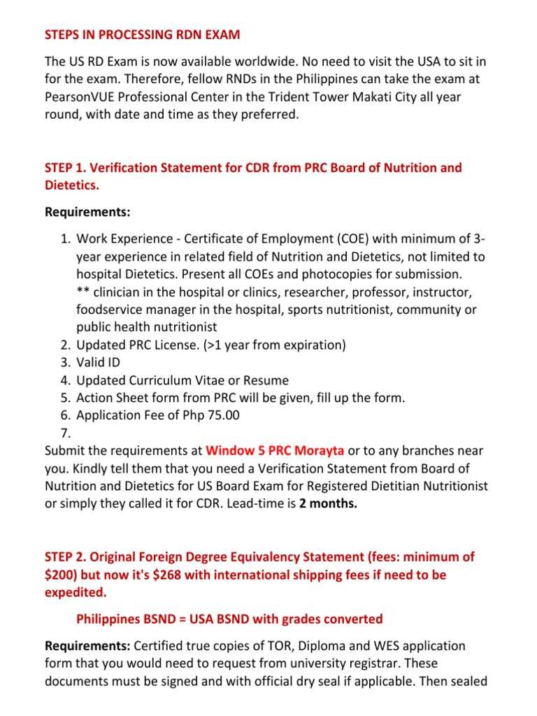 registered dietitian exam dates