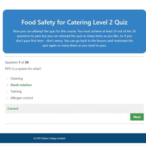 safe food handling course final exam answers