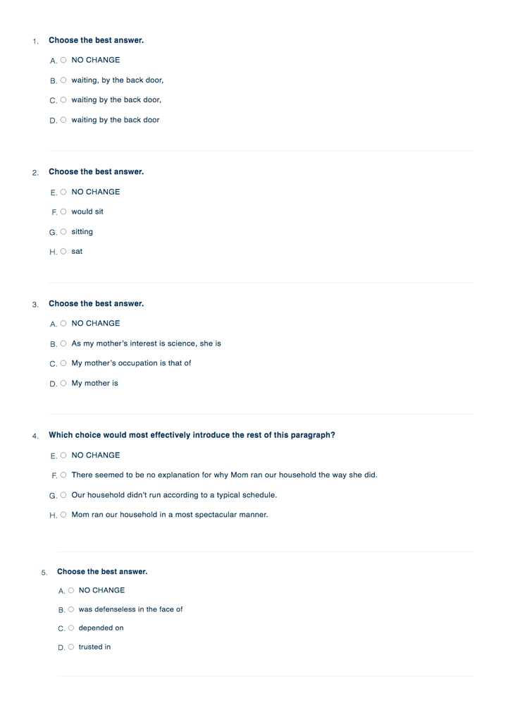 sample act reading test passage with questions and answer explanations