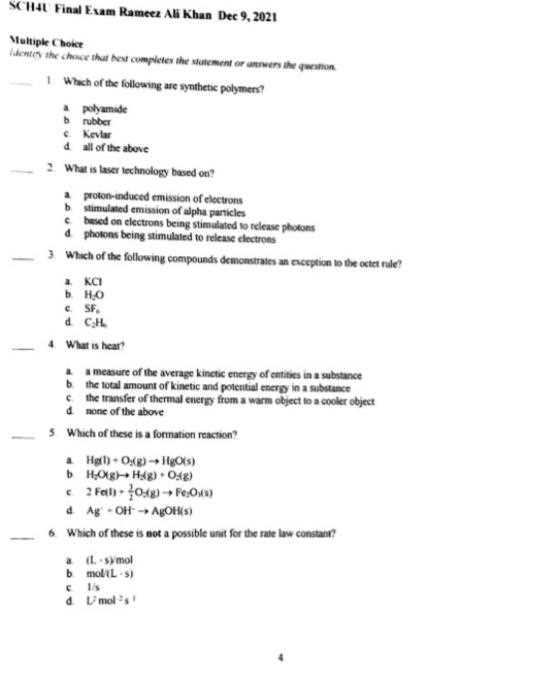 sch4u practice exam with answers