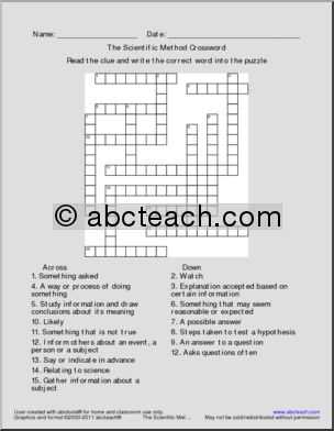 scientific method crossword answers