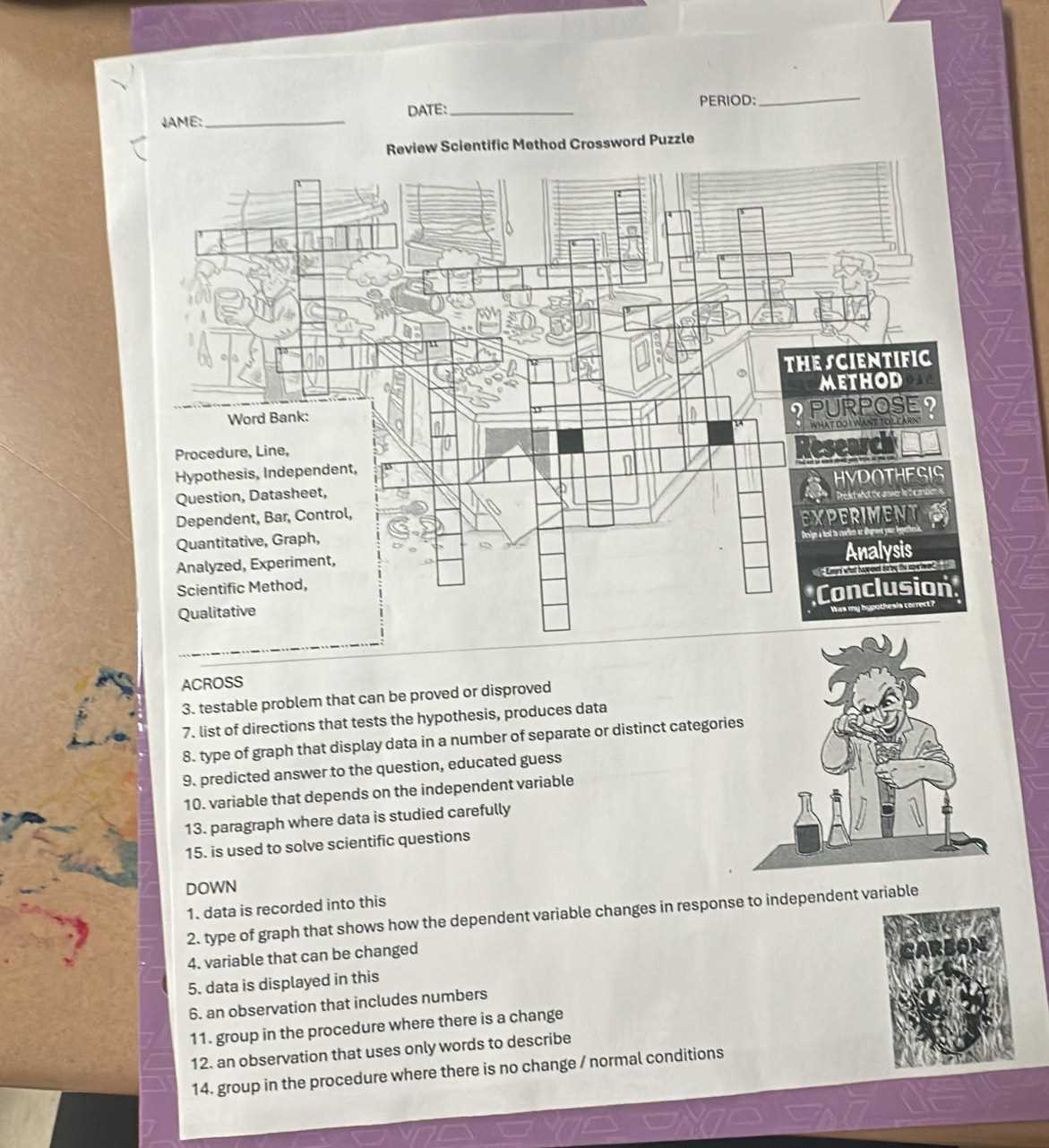 scientific method crossword answers