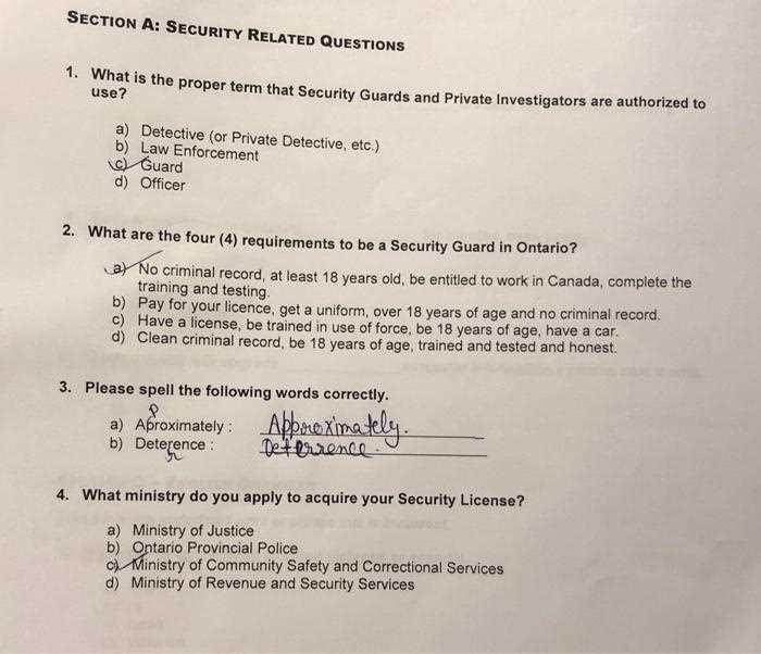 security guard exam answers nevada