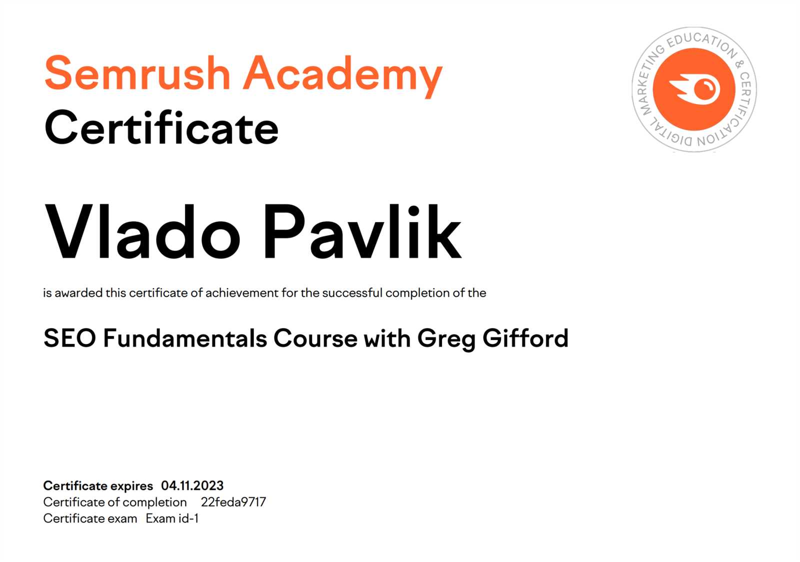 semrush certification exam answers