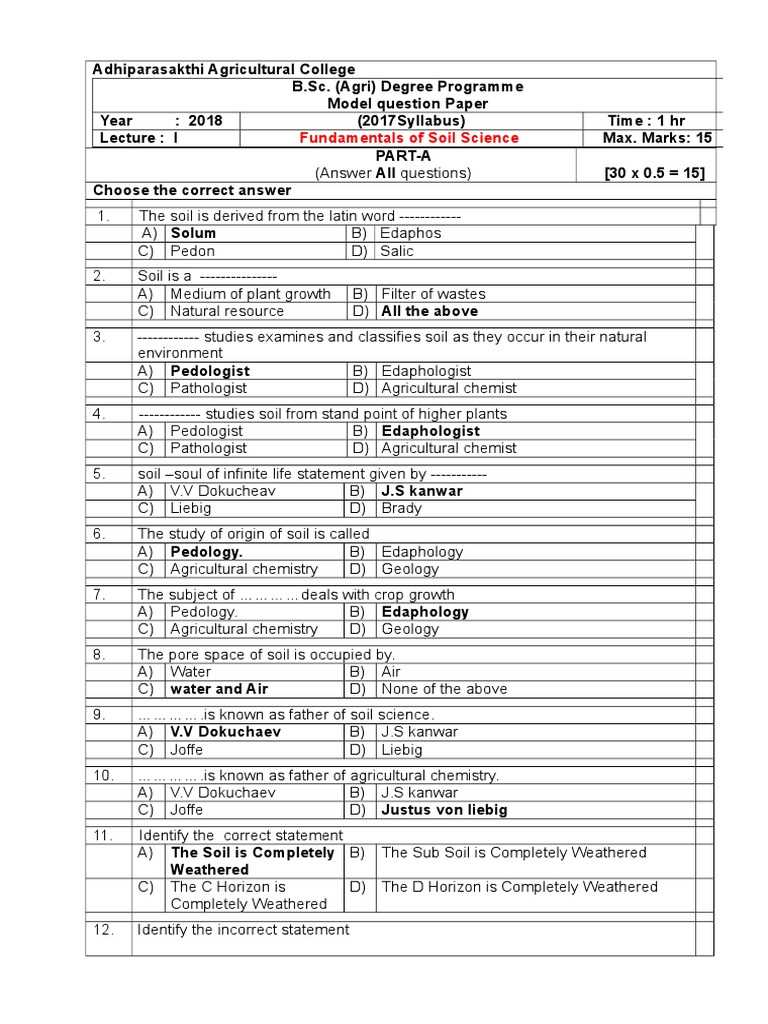 soil science exam questions and answers