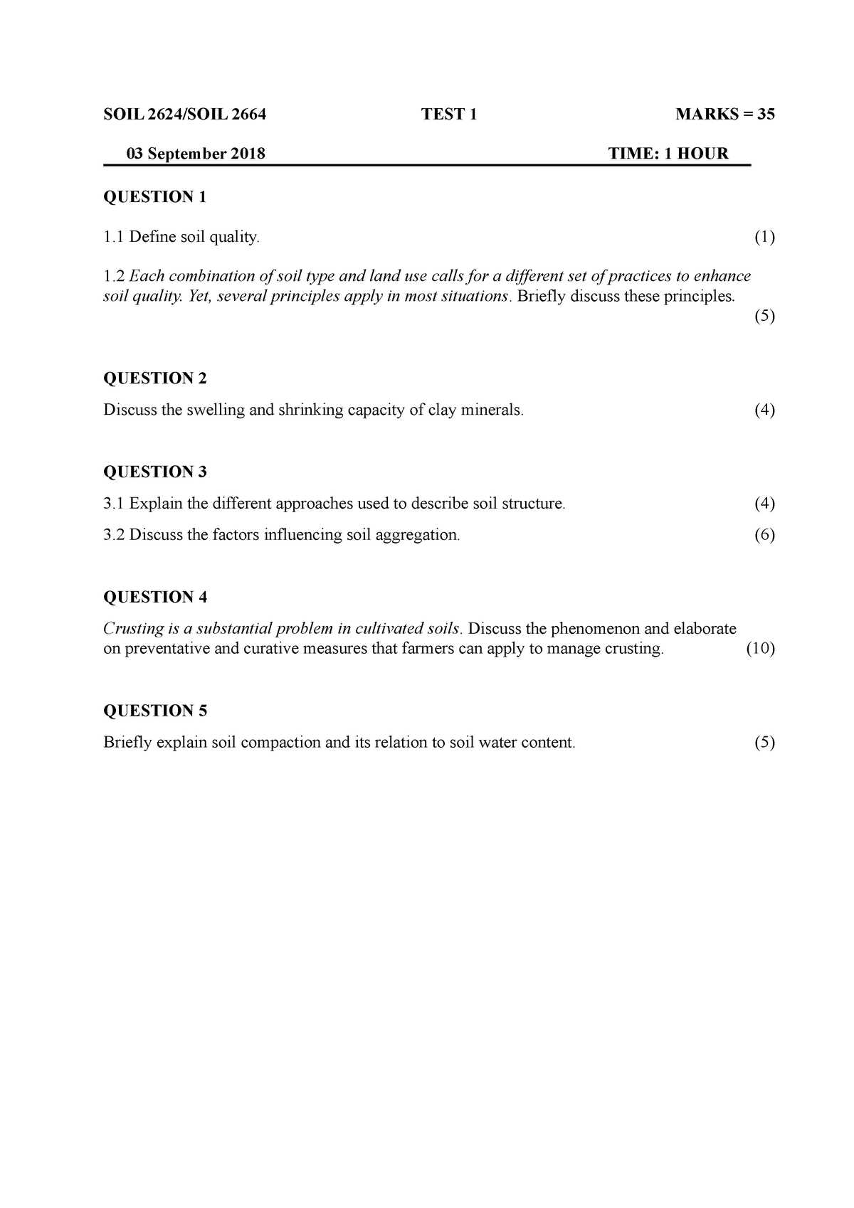 soil science exam questions and answers