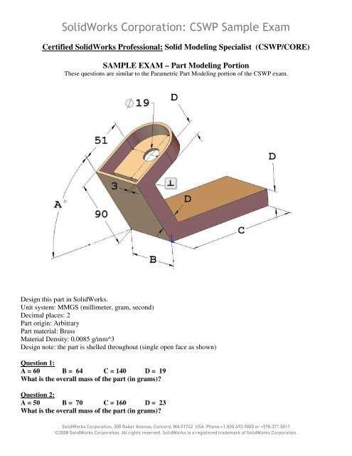 solidworks certification exam practice