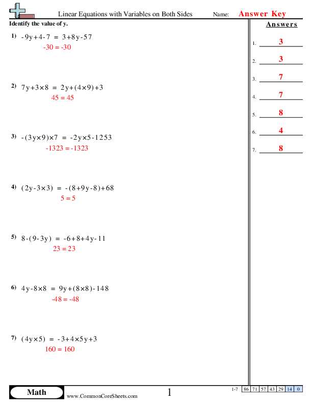 solving equations with variables on both sides answers