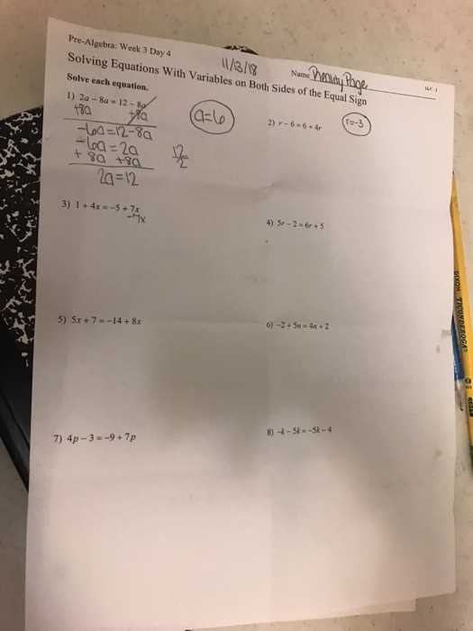 solving equations with variables on both sides answers