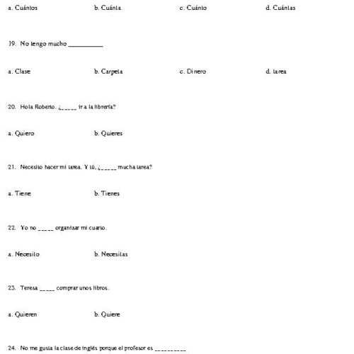 spanish 2 semester 1 final exam answer key