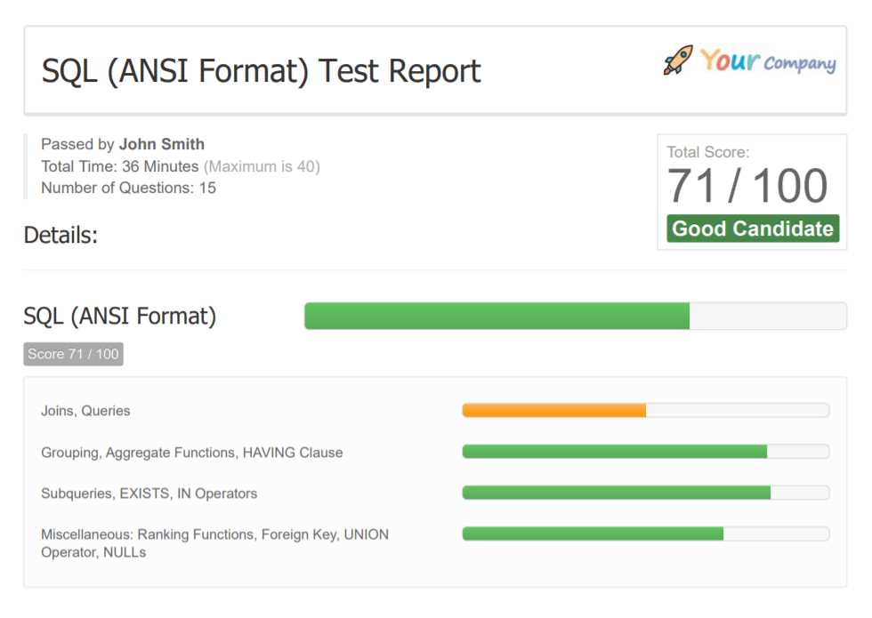 sql query exam questions and answers