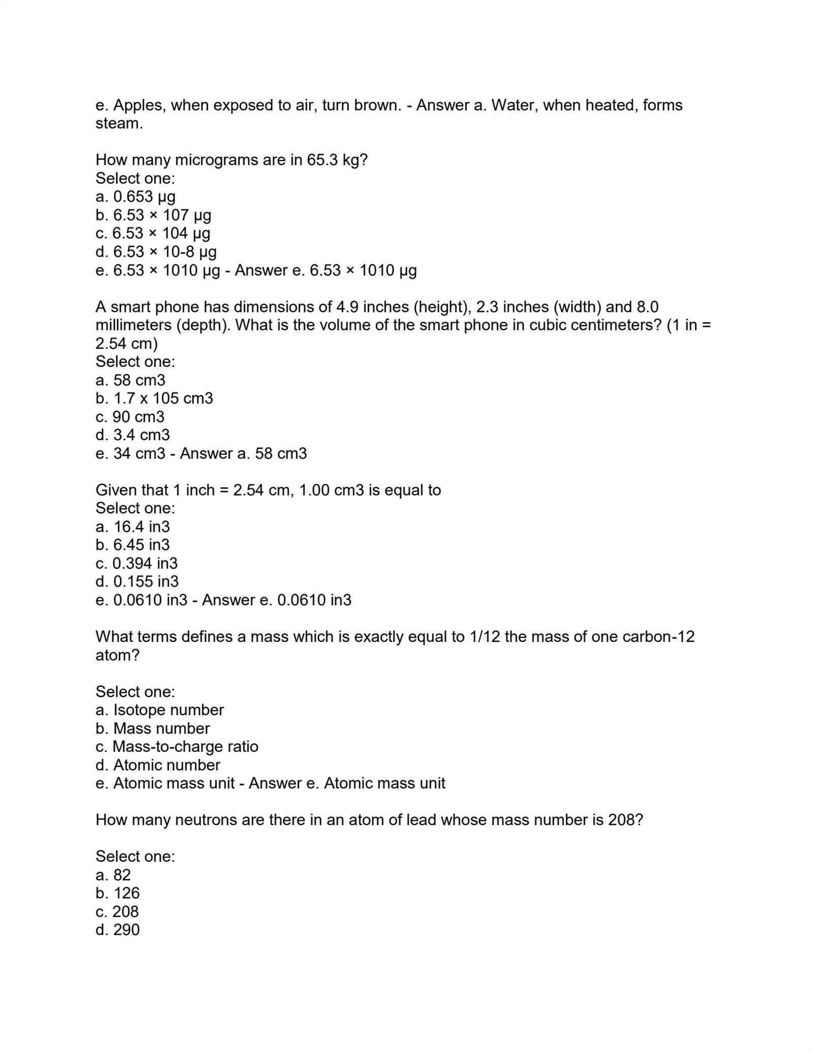 straighterline chemistry final exam answers