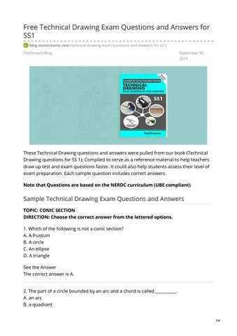 technical drawing exam questions and answers