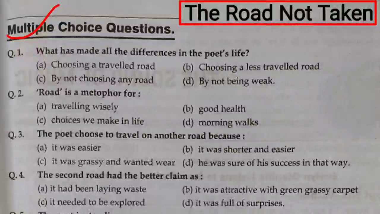 the road not taken questions and answers