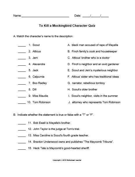 to kill a mockingbird exam answers