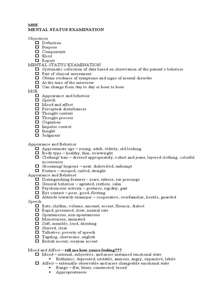 types of affect mental status exam