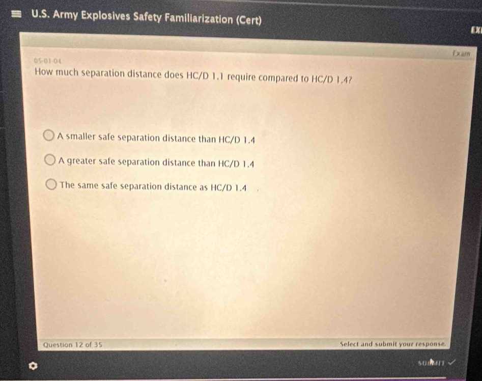 us army explosives safety familiarization exam answers