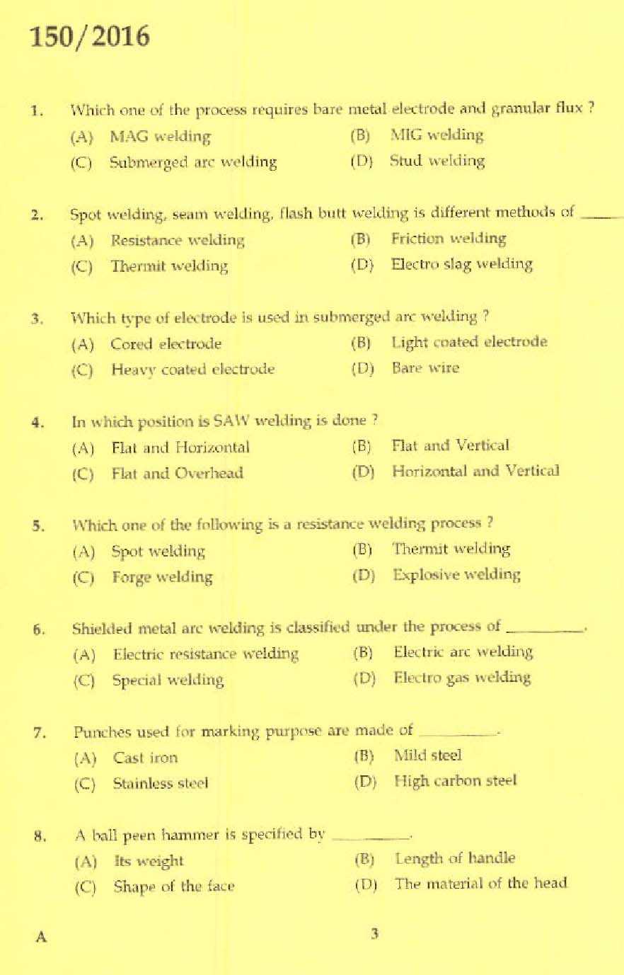 welding exam questions and answers