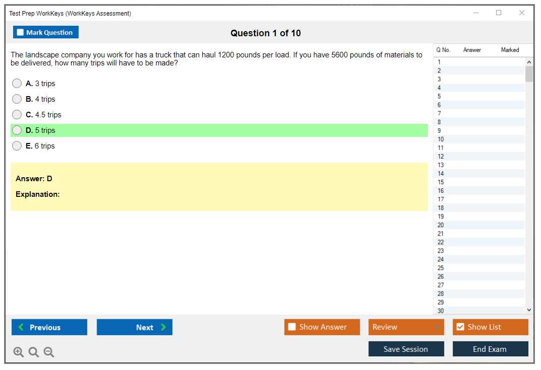 workkeys applied mathematics practice test answers