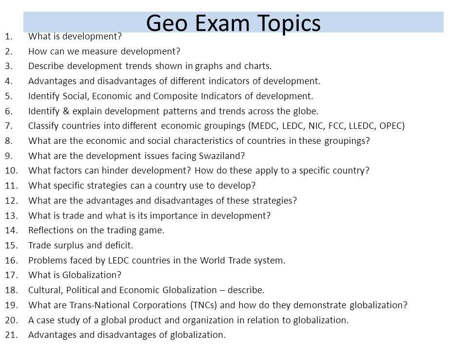 world geography final exam review answers