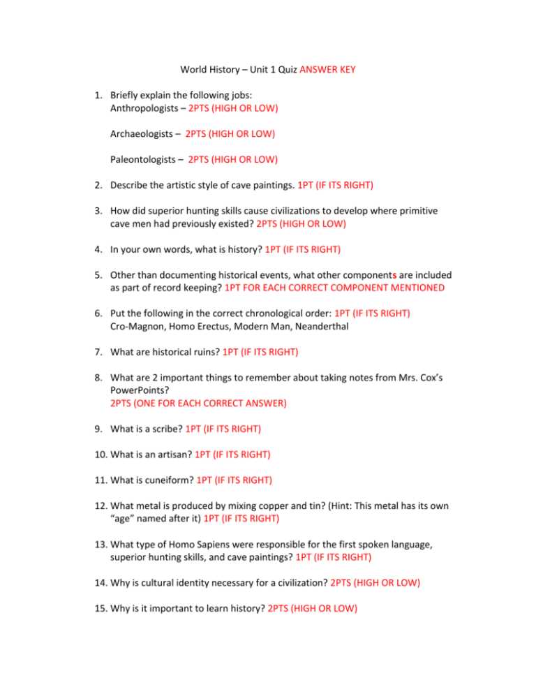 world history final exam study guide answer key