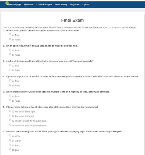 a better driver final exam answers indiana