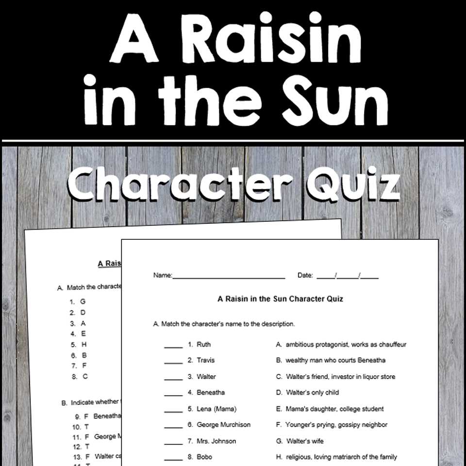 a raisin in the sun final exam answers