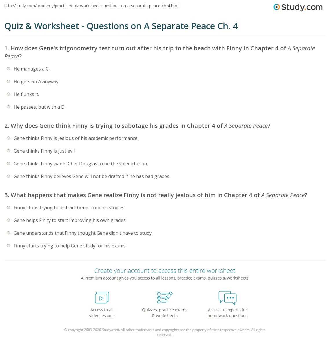 a separate peace test questions and answers