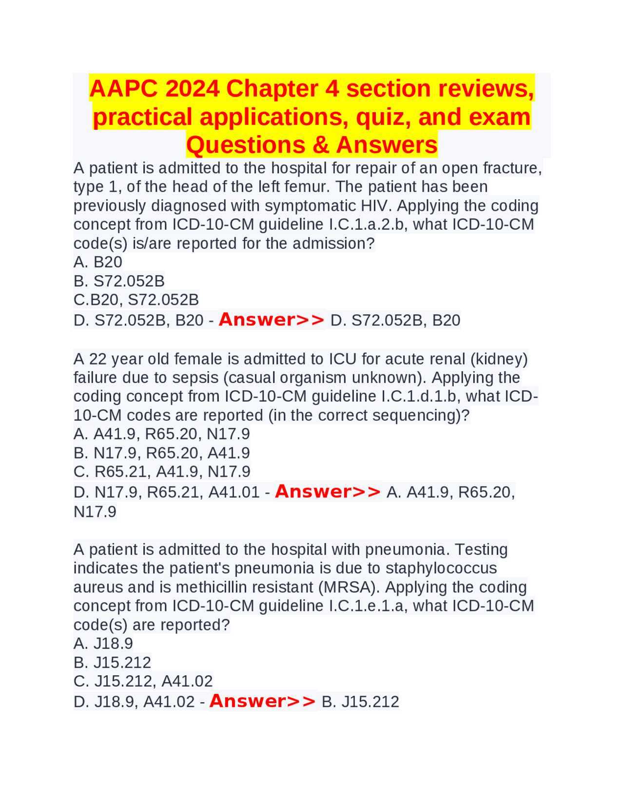 aapc chapter 3 review exam answers