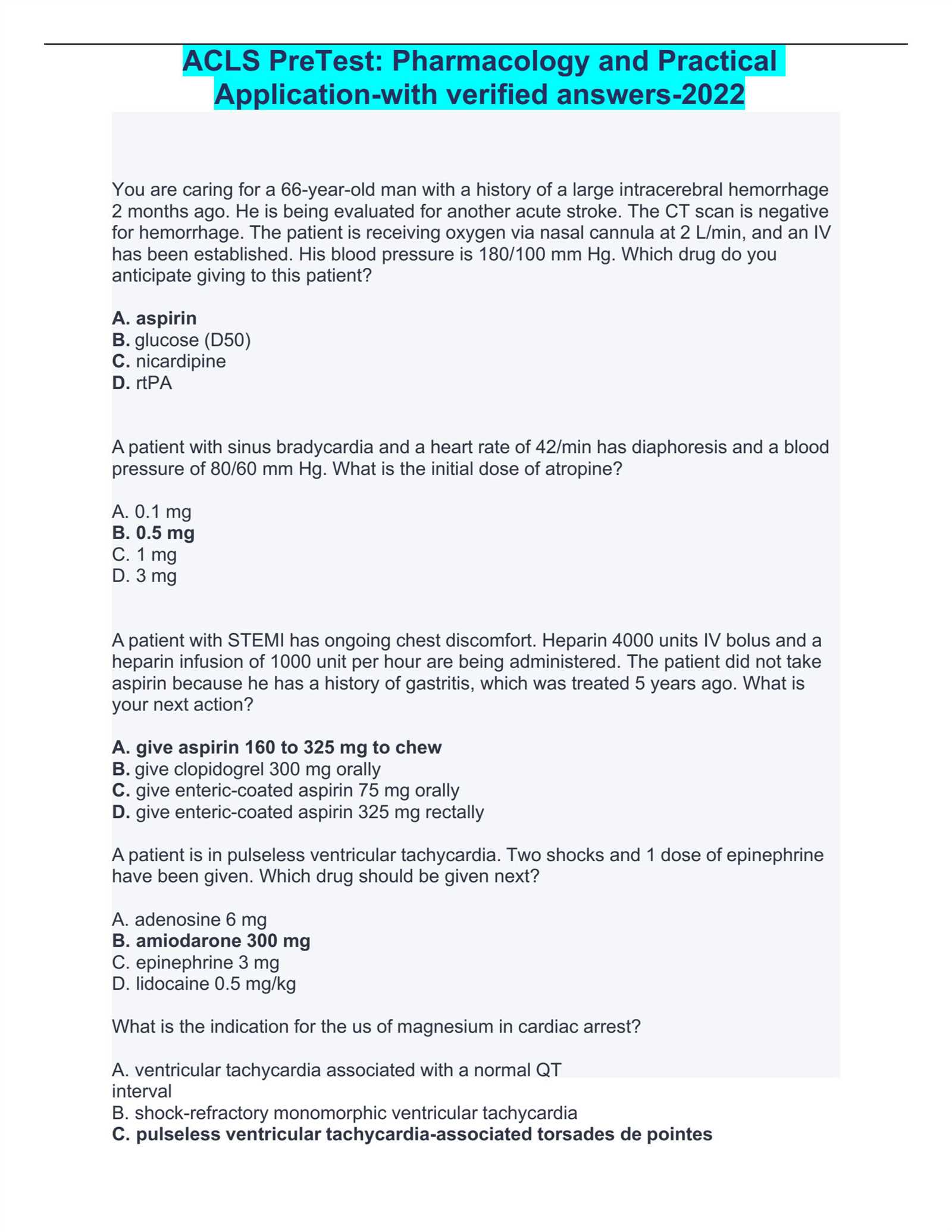 acls pre course assessment answers