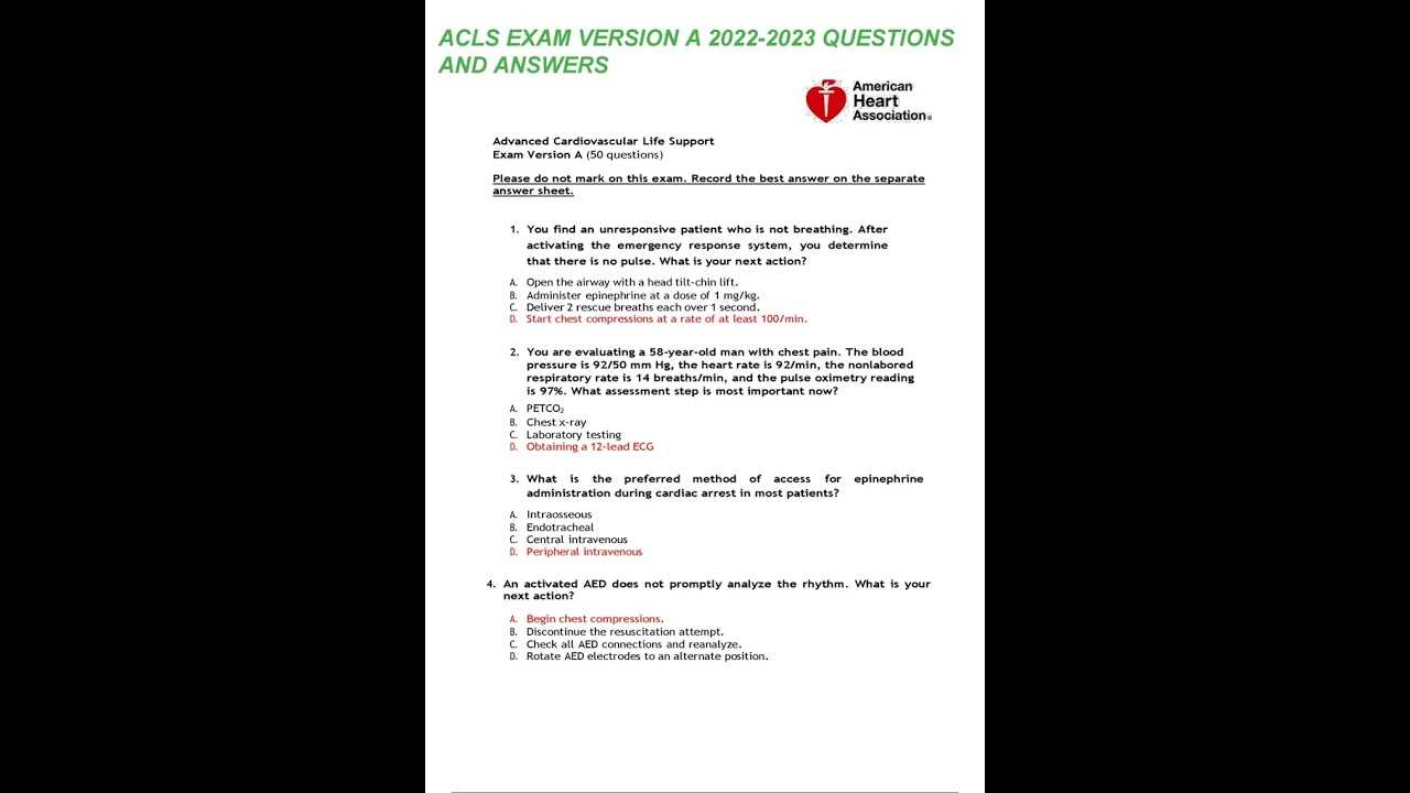 acls written test answers 2025