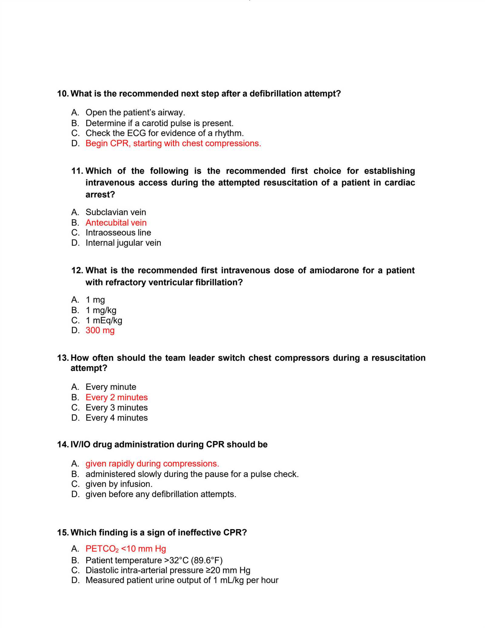 acls written test answers 2025