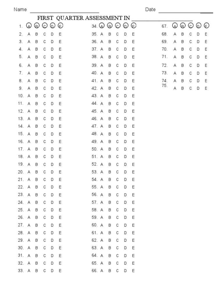 act bubble answer sheet