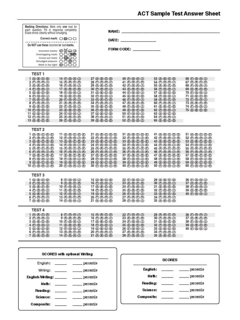 act test answer sheet