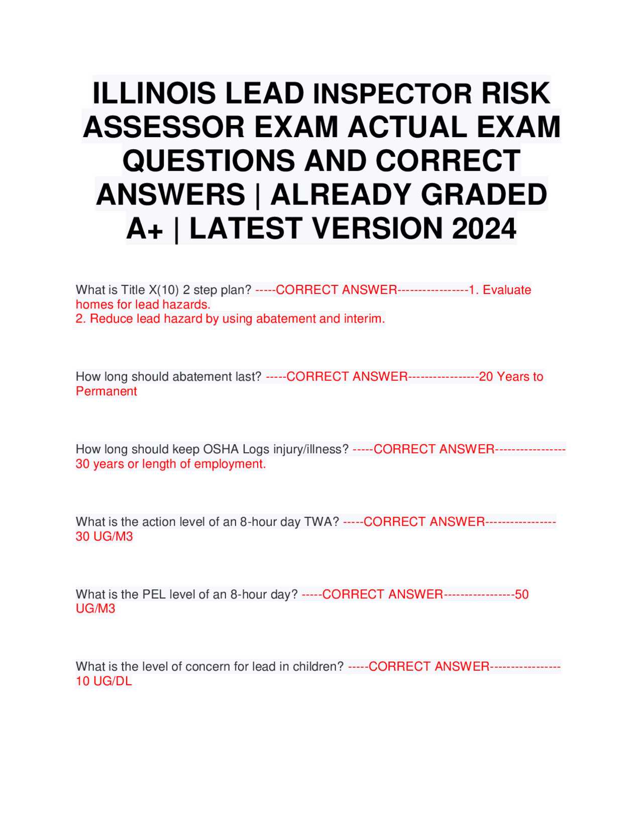 actual exam answers