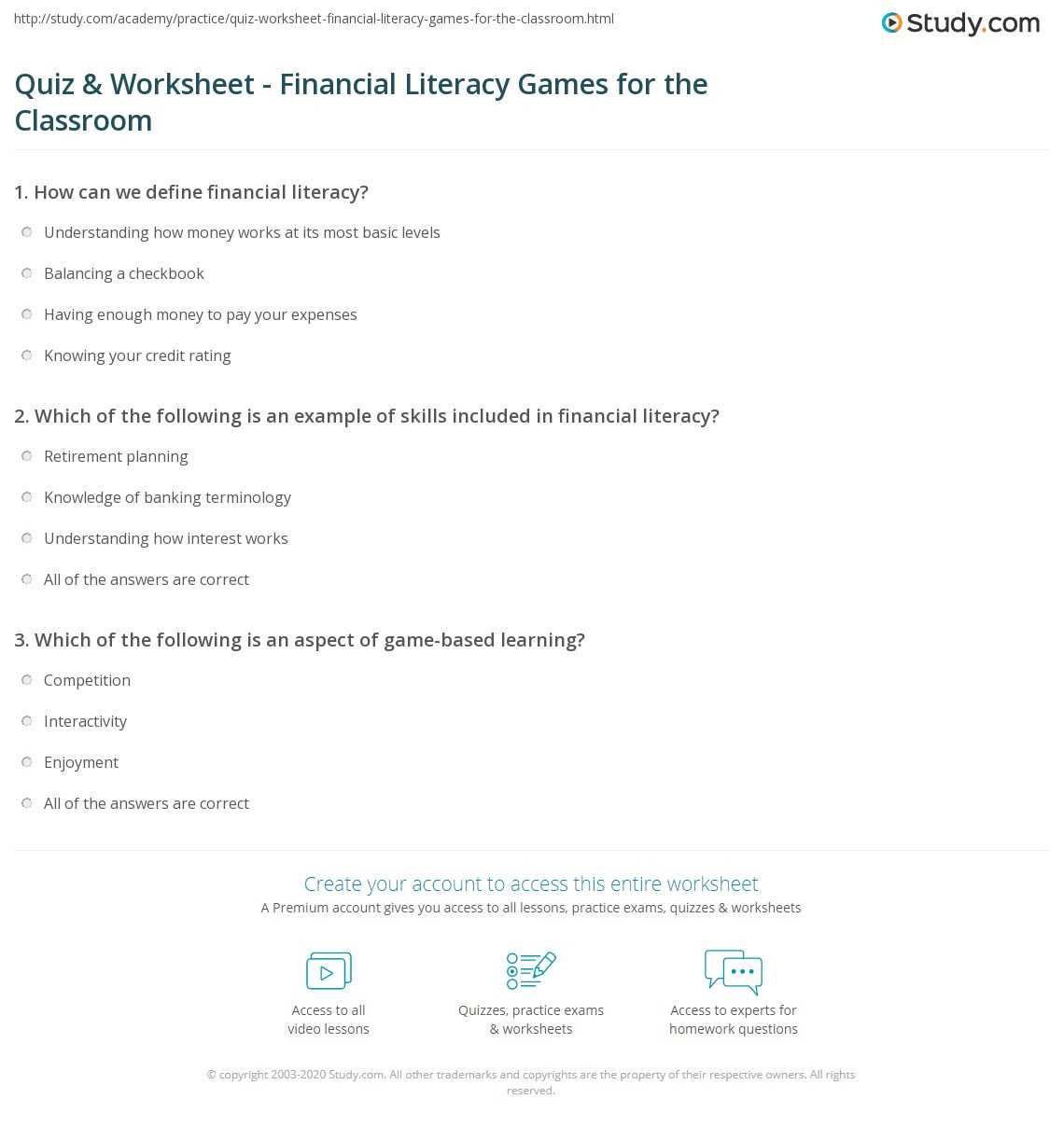 aer financial literacy exam answers