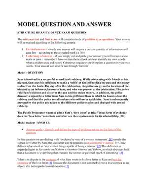 evidence law exam questions and answers