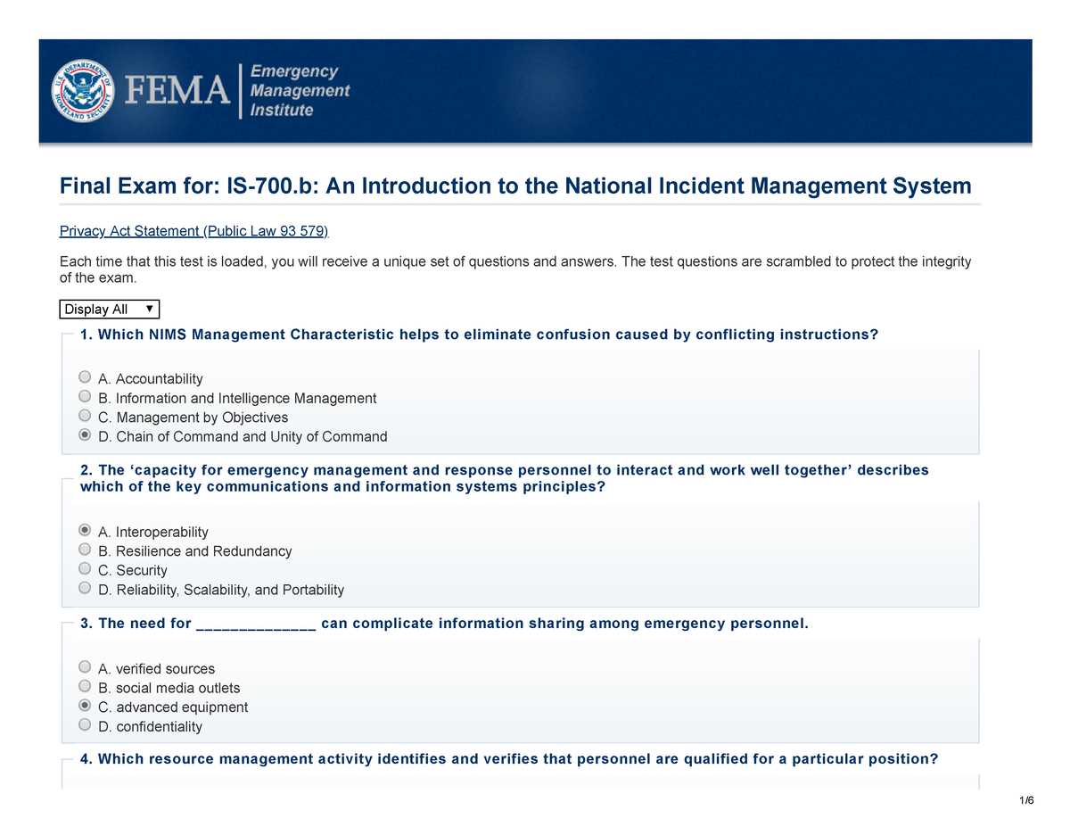 nims 700 b final exam answers