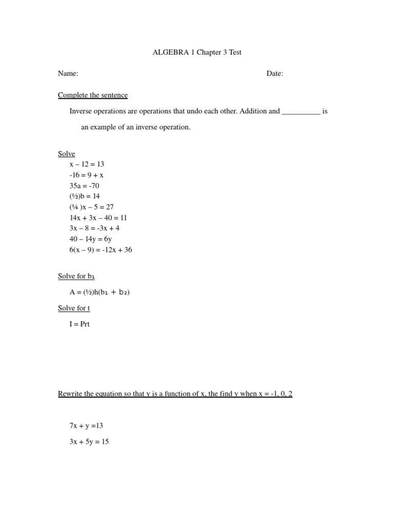 algebra 1 quarter 3 exam answers