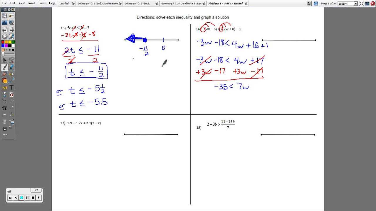 algebra 1 review packet answers