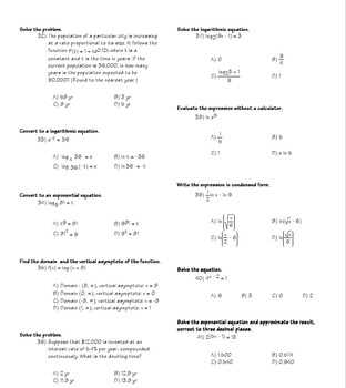 algebra 2 final exam study guide answer key