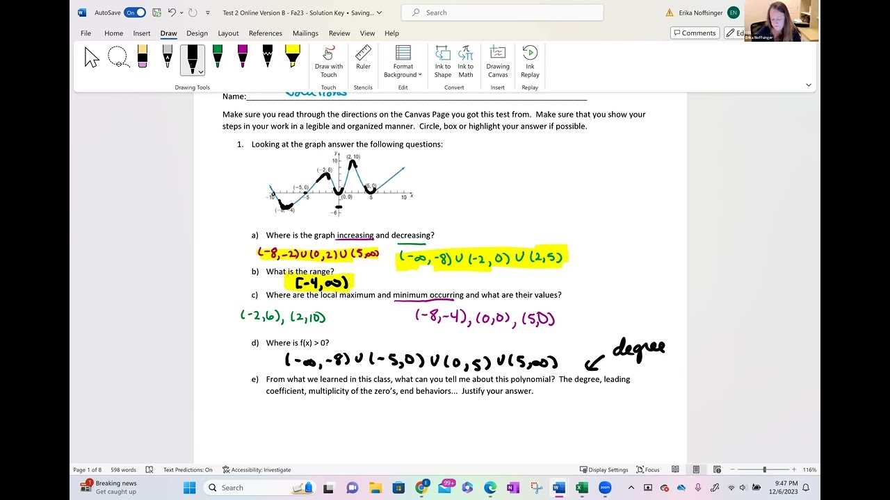 algebra 2 test 2 answers