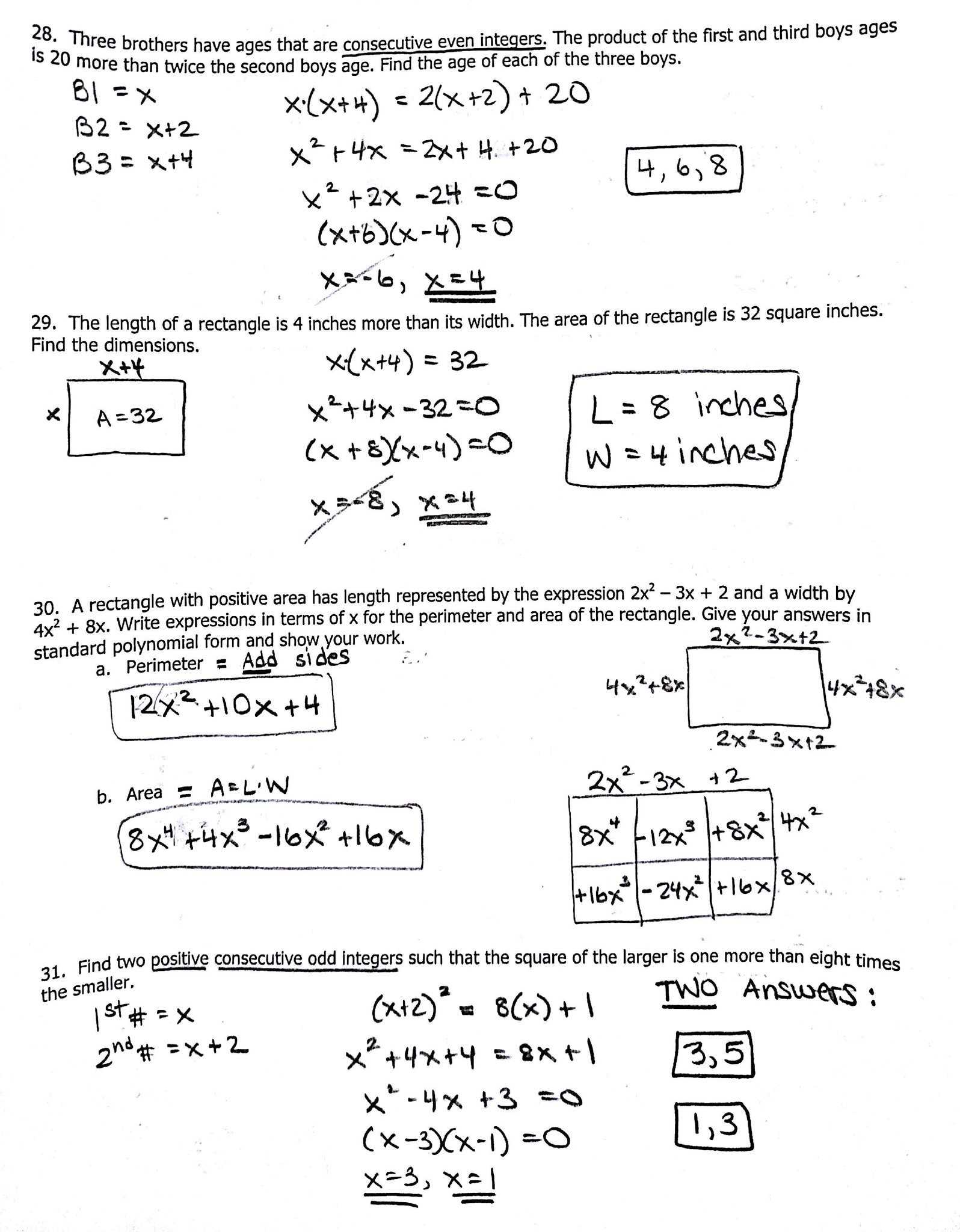 algebra 2 test 3 answers