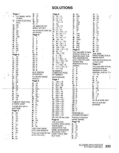 algebra with pizzazz worksheet answers page 161