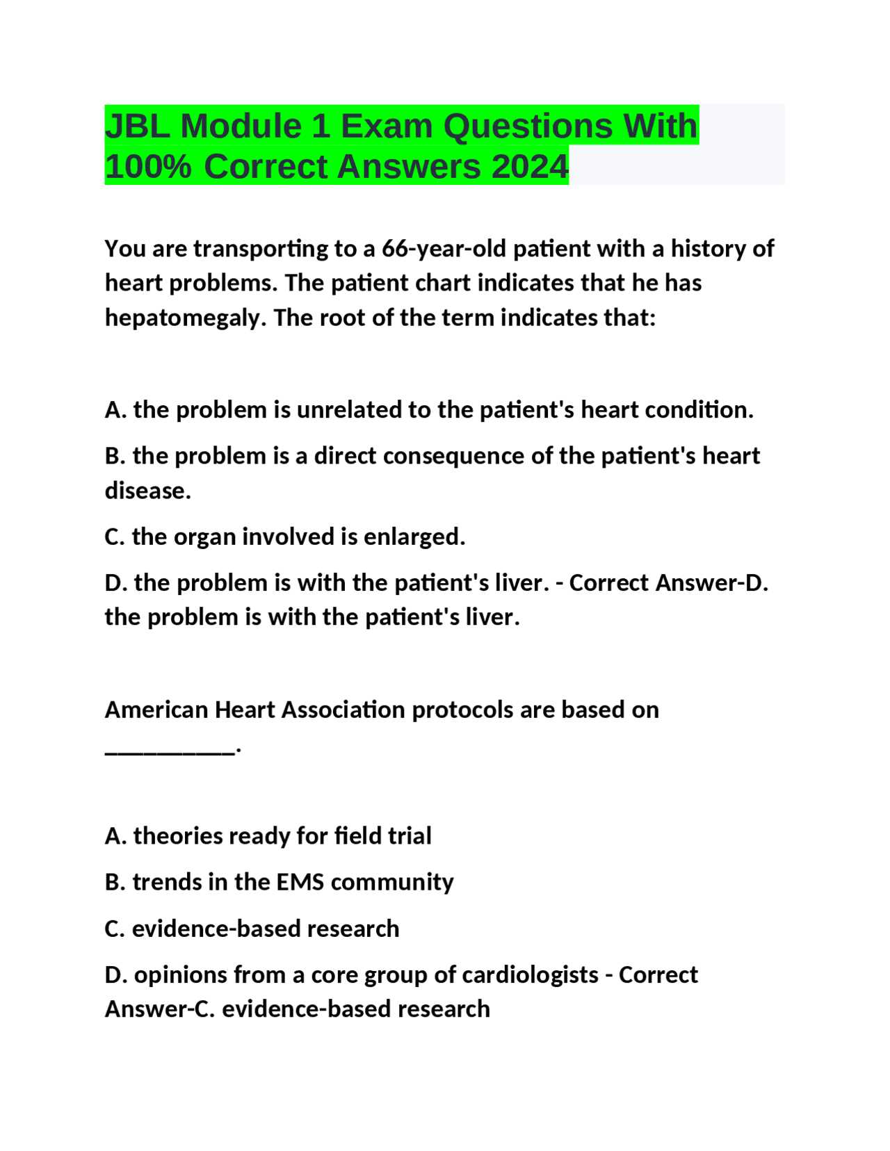 american heart association exam c answers