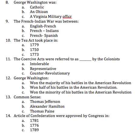 american history exam answers