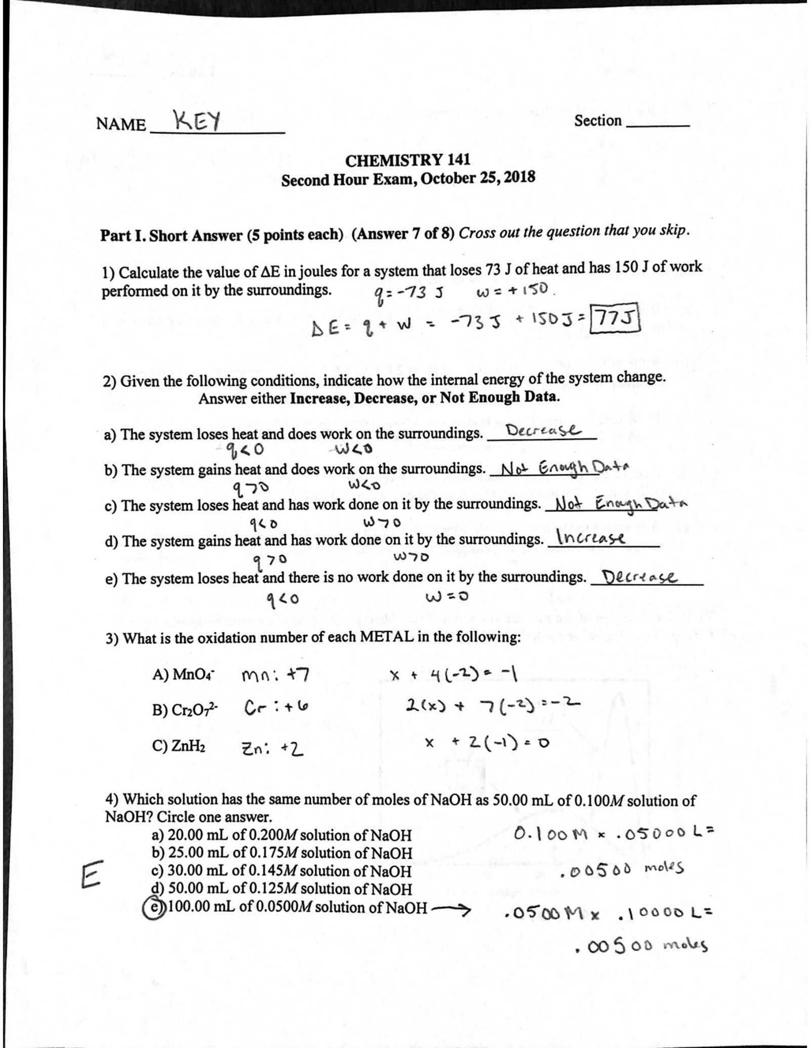 analytical chemistry final exam key