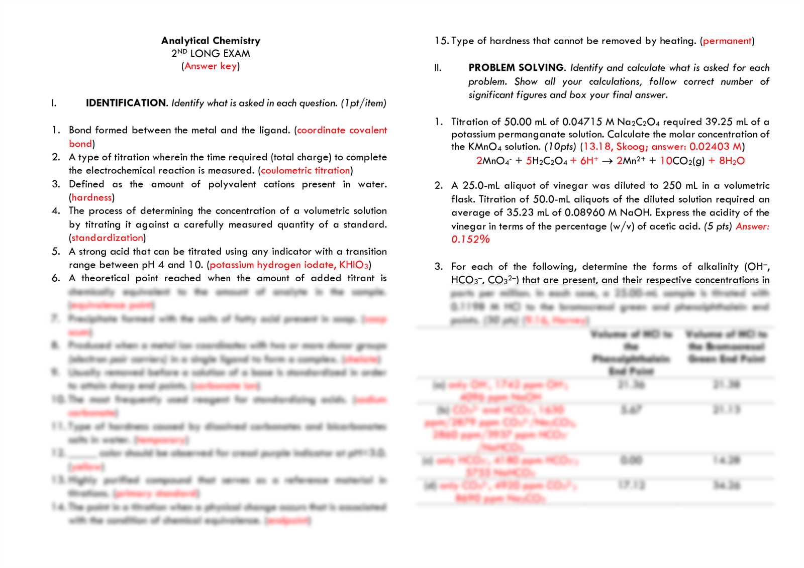 analytical chemistry final exam key